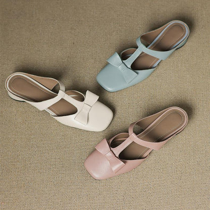 Square Toe Low Heel Slippers