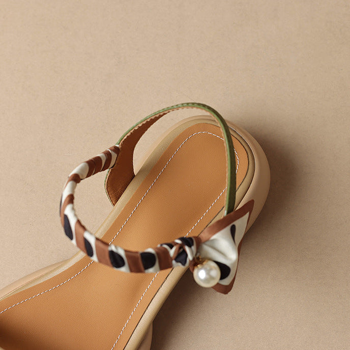 Pearl Accent Scarf Sandals