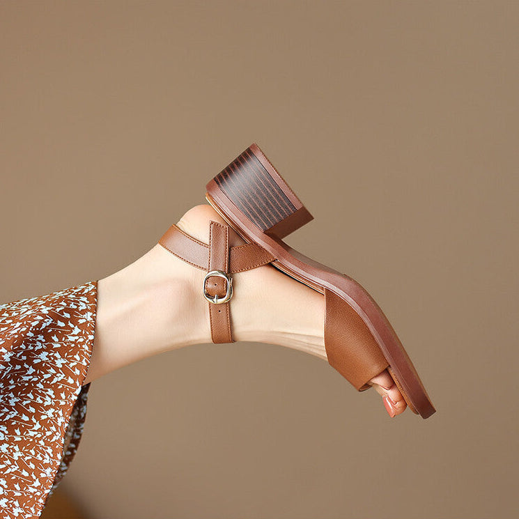 Retro French Square Sandals