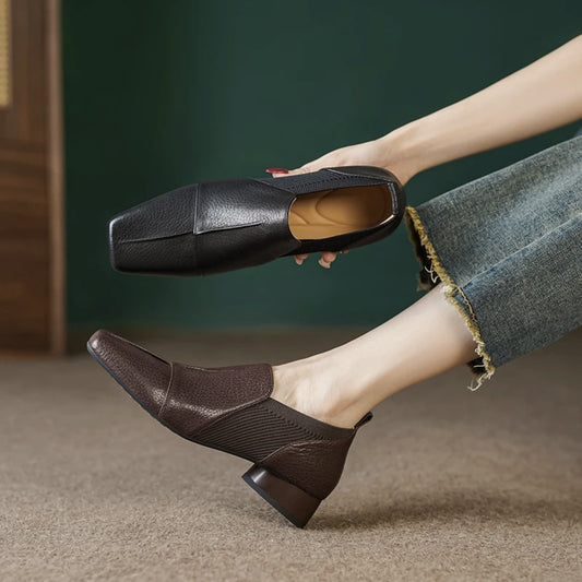 Thick Heel Naked Boots