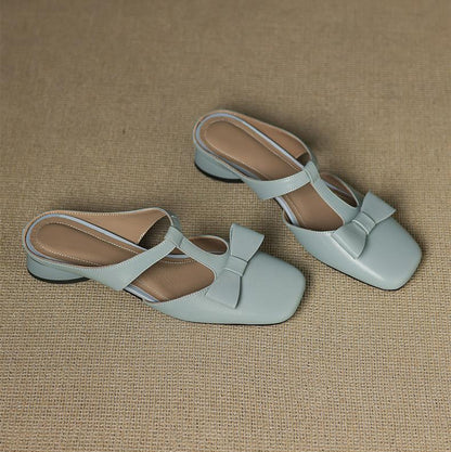 Square Toe Low Heel Slippers