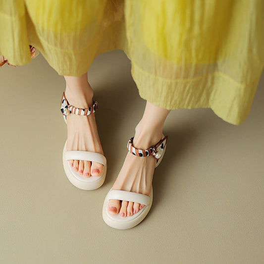 Pearl Accent Scarf Sandals