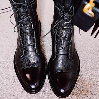 Low Heel Lace Up Boots