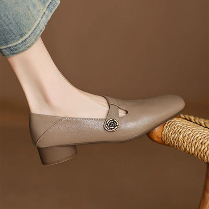 Square-Toe Strap Loafers