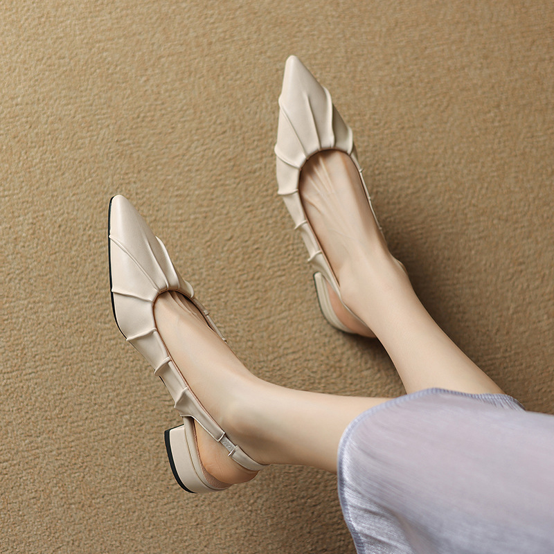 Pleated Slingback Heels