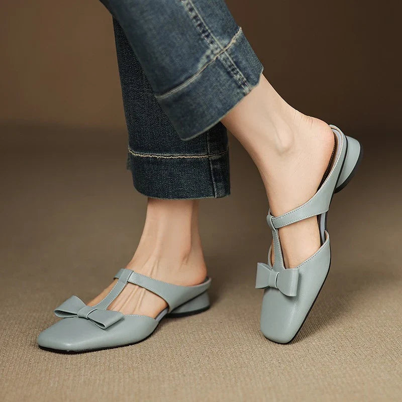 Square Toe Low Heel Slippers