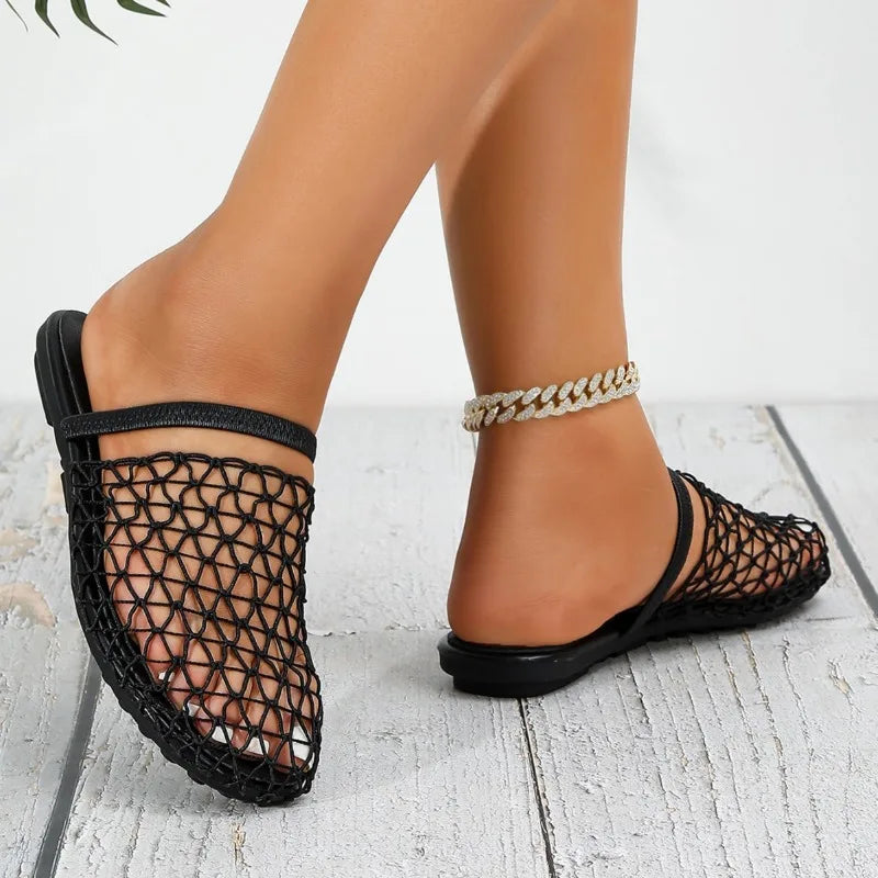 Woven Mesh Slip-On Sandals