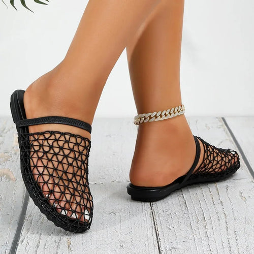 Woven Mesh Slip-On Sandals