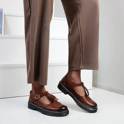 Fringe Cut Out Flower Brogue Shoes