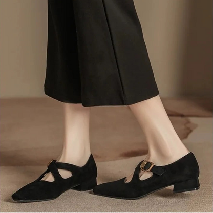 Low Heel Design Buckle Loafers