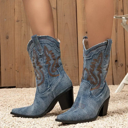 Rustic Denim Boots