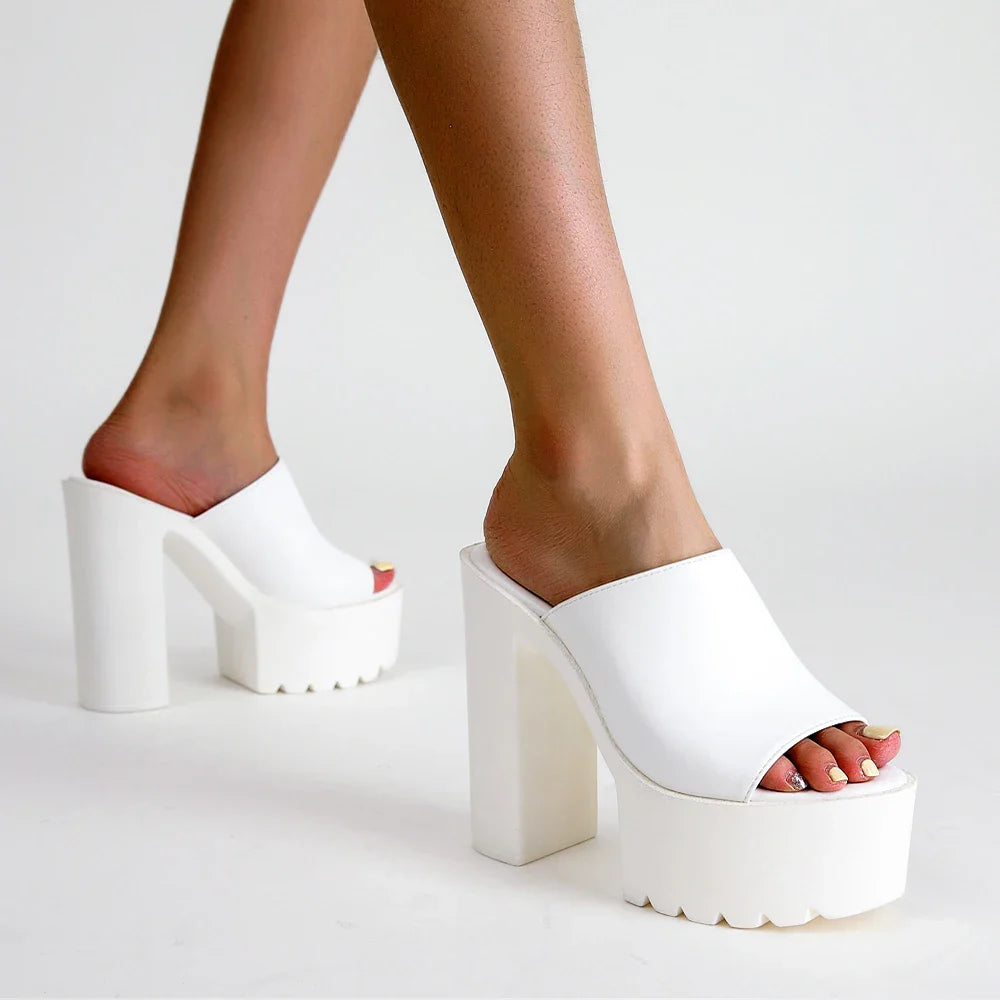 Semi-Shine Wedge Mules