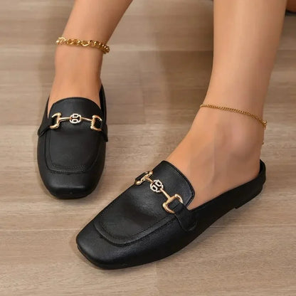 Diamond Ring Buckle Loafers