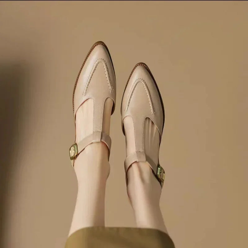 Wide Strap Buckle Shoes