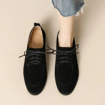 Low-Heel Suede Derby Shoes