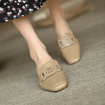 Mid-Heel Chain Loafer Mules