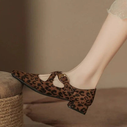 Low Heel Design Buckle Loafers