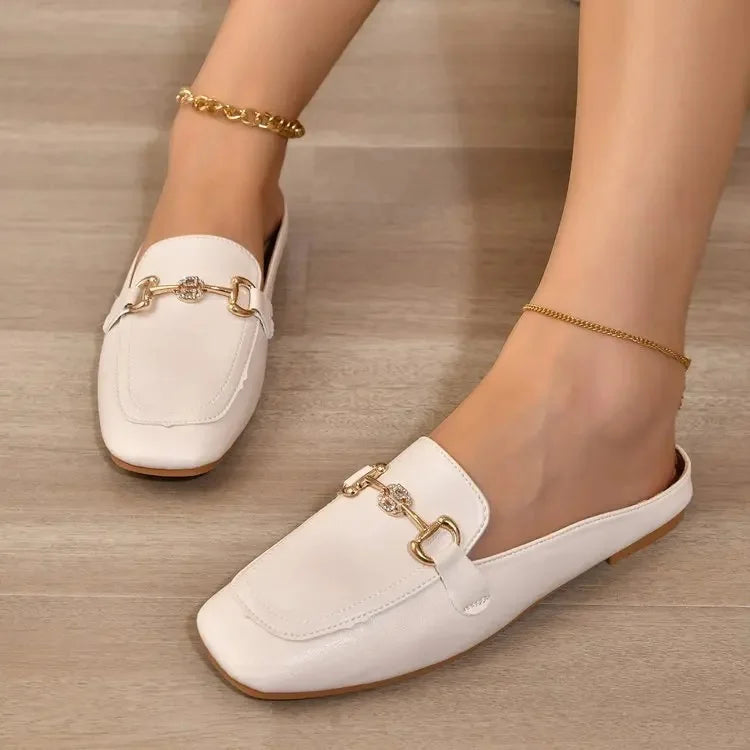Diamond Ring Buckle Loafers
