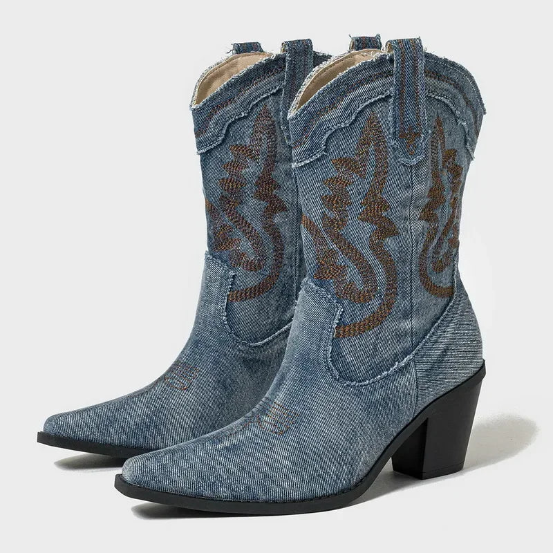 Rustic Denim Boots