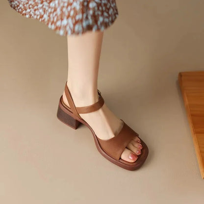 Retro French Square Sandals