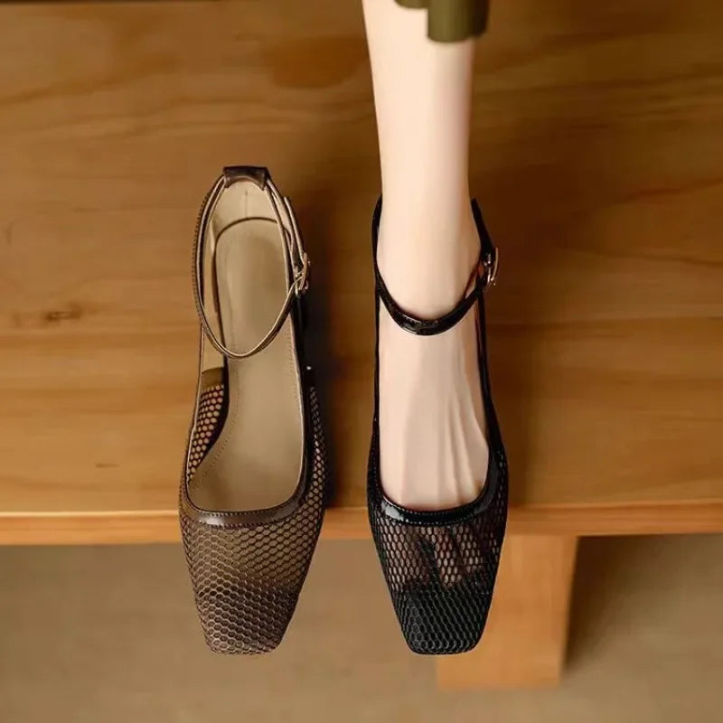Mesh Ankle-Strap Mary Janes