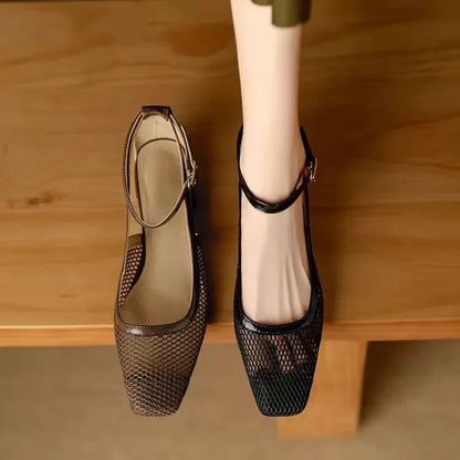 Mesh Ankle-Strap Mary Janes