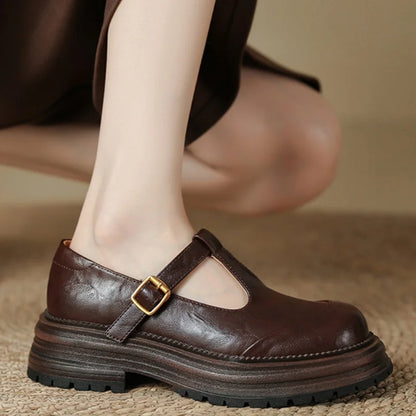 Hand Stitch Casual T-bar Shoes