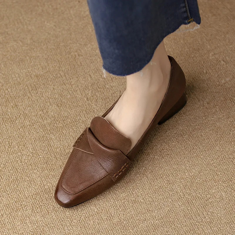 Chunky Heels Square Toe Shoes