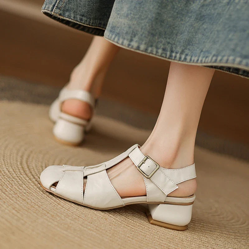 Square Toe Chunky Heel Shoes