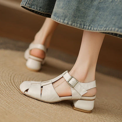 Square Toe Chunky Heel Shoes
