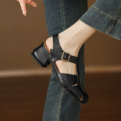 Square Toe Chunky Heel Shoes