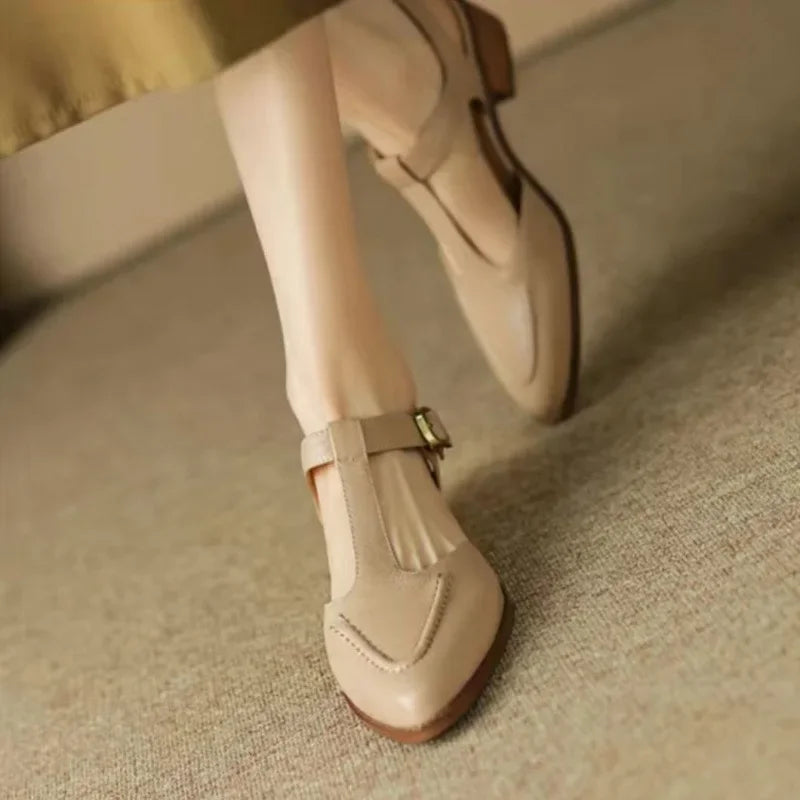 Wide Strap Buckle Shoes