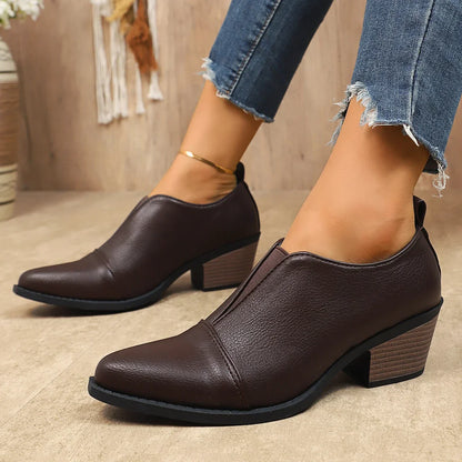 Pointed Toe Chunky Heel Ankle Boots