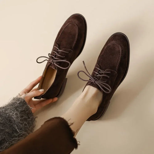 Low-Heel Suede Derby Shoes