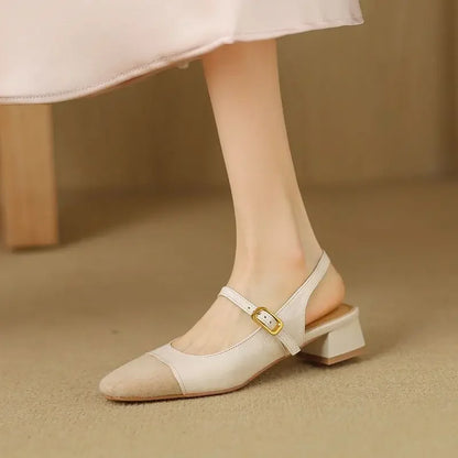 French Retro Square Head Shoes