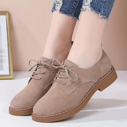 Low-Heel Suede Derby Work Shoes