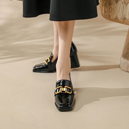 Square Toe Chunky Heel Women's Shoes