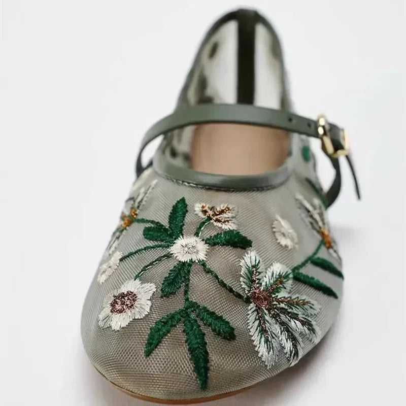 Embroidered Mary Janes