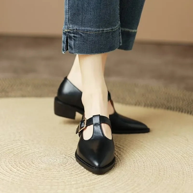 Pointed Toe Solid Heels Shoes
