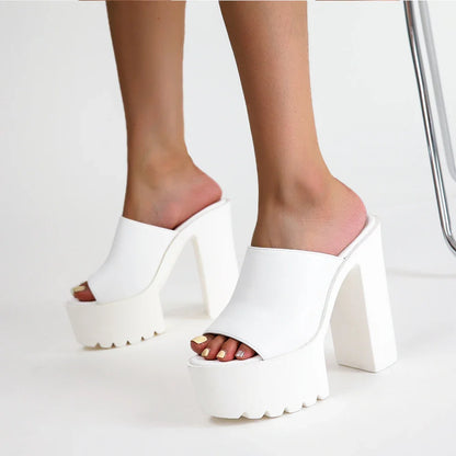 Semi-Shine Wedge Mules