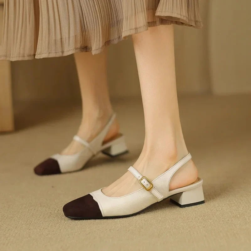 French Retro Square Head Shoes