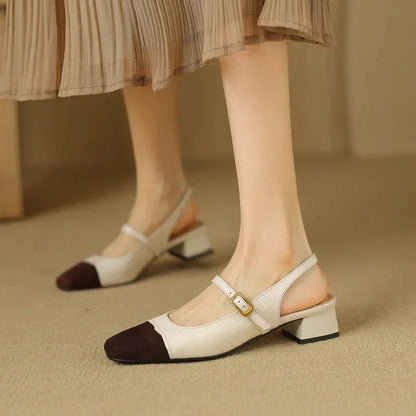 French Retro Square Head Shoes
