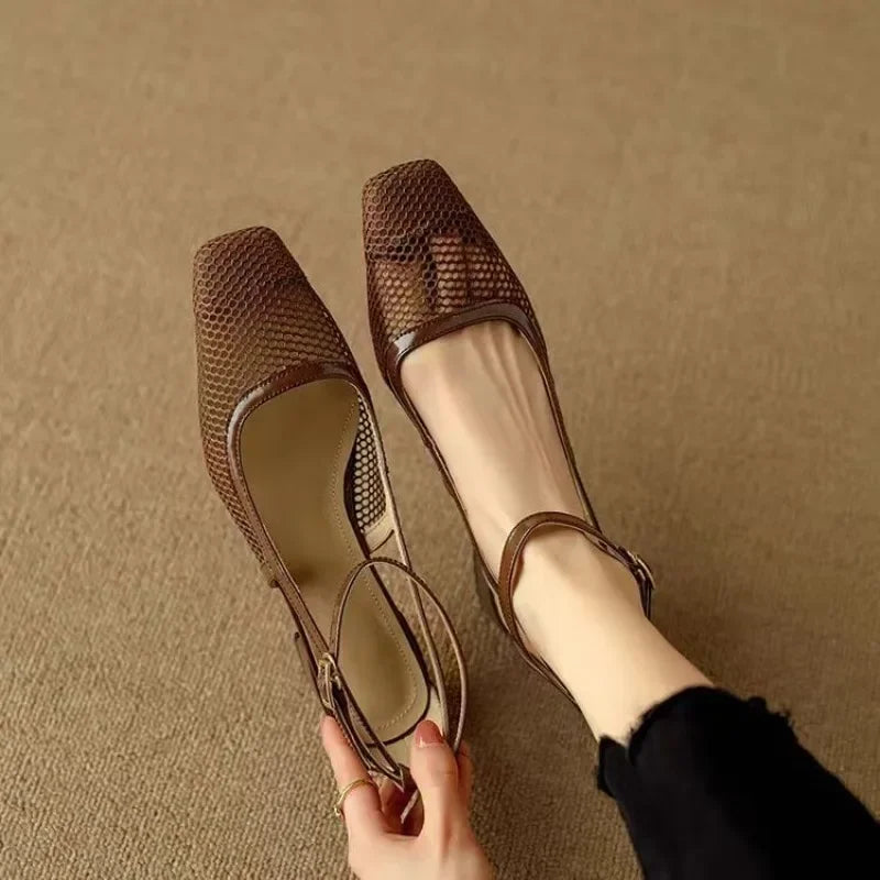 Mesh Ankle-Strap Mary Janes