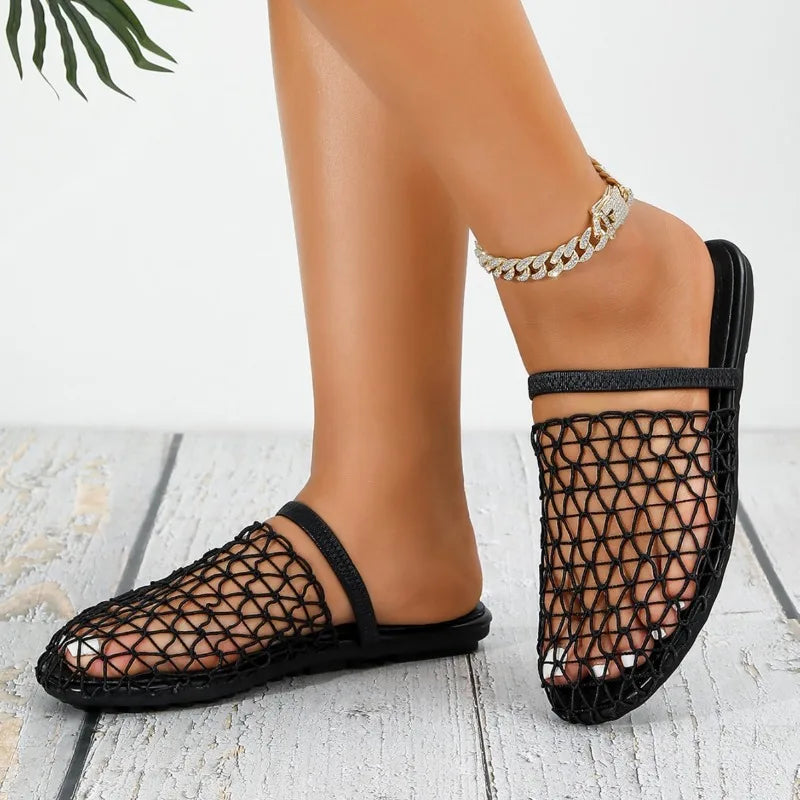 Woven Mesh Slip-On Sandals