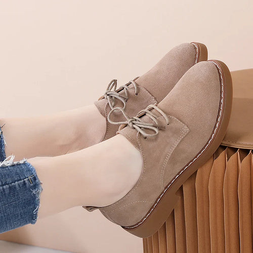 Low-Heel Suede Derby Work Shoes