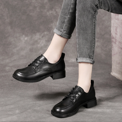 Low-Heel Moc-Toe Derby Shoes