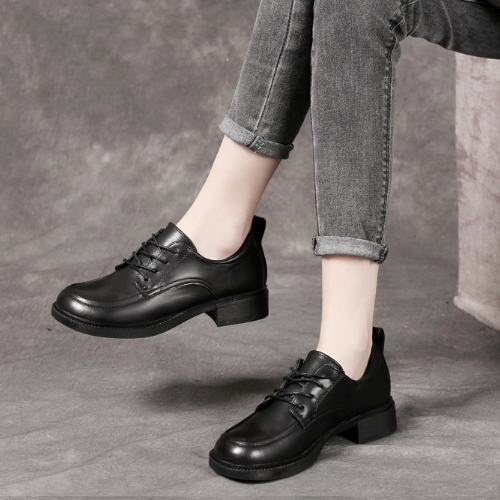 Low-Heel Moc-Toe Derby Shoes