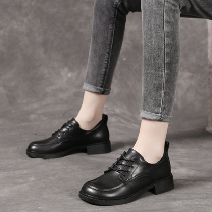 Low-Heel Moc-Toe Derby Shoes