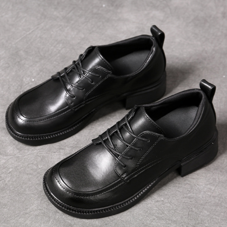 Low-Heel Moc-Toe Derby Shoes