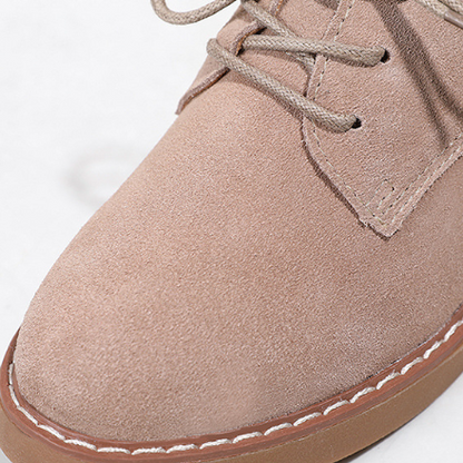 Low-Heel Suede Derby Work Shoes